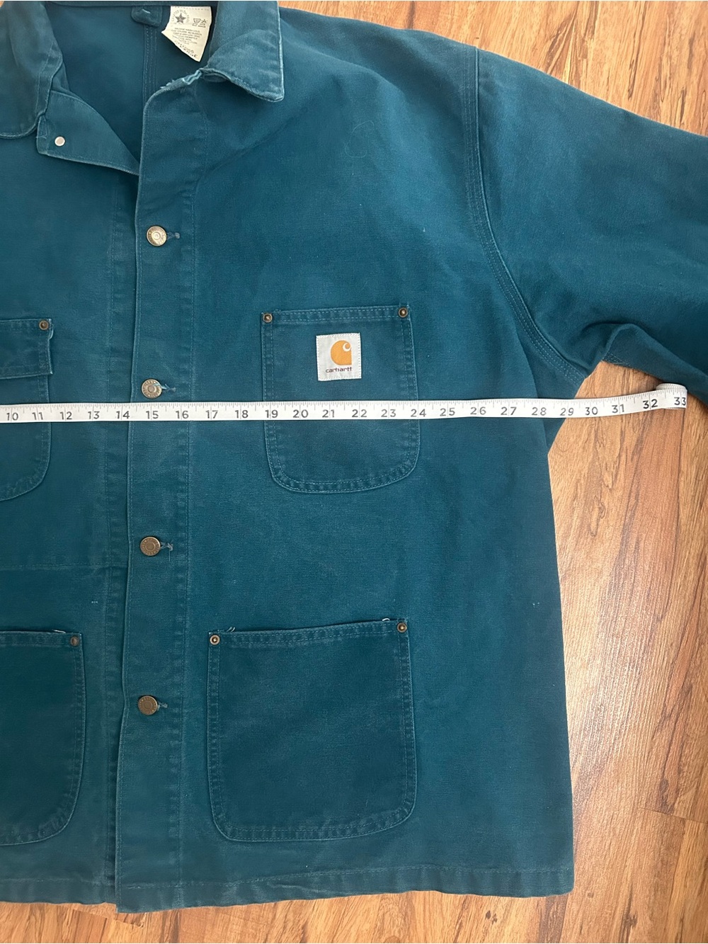 Vintage 90s Carhartt Teal Workwear Unlined Chore Jacket Mens Size XXL - Picture 7 of 8